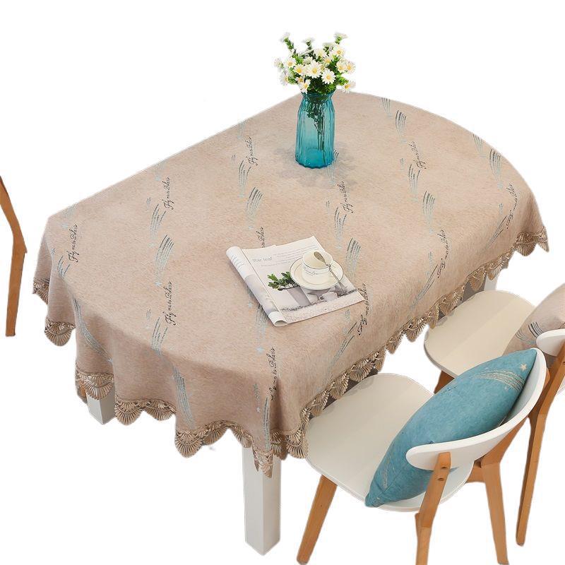 椭现代简约布艺餐桌布方家北用圆形桌布长形客DKM厅茶几台布欧风