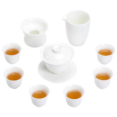 云悦羊脂化玉瓷夫茶具套装家用德功盖茶白瓷YY202322碗茶壶茶杯中