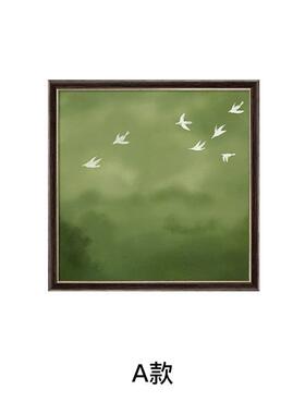 绿色ZXH15336客装厅饰画中风卧室挂画小众艺术法式感复古高级壁画