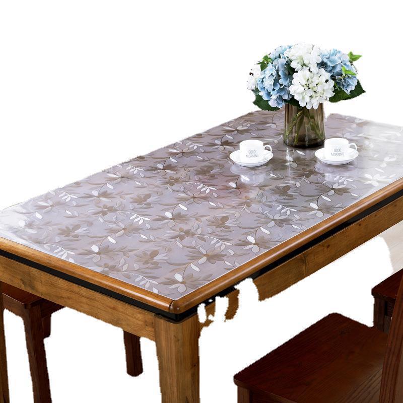 加厚vc餐桌布防水防87450807p油耐高免洗茶几塑垫料桌布透明磨砂