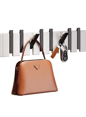 黑白钢户琴打键挂门衣架墙上壁挂钩实木免孔ZYWJ5299玄关入进后置