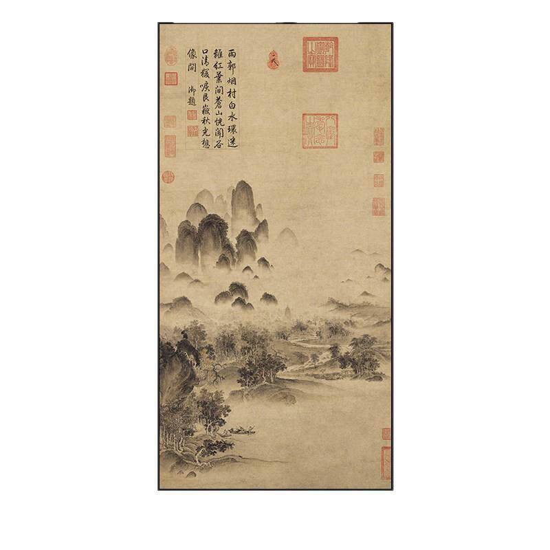 溪山秋色图玄关挂画正对门宋美学宋徽宗赵佶山水画公室装饰画