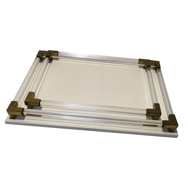 样板房酒会所软装魔收鬼鱼店皮ZOU革托后现代欧式家居盘茶几纳摆