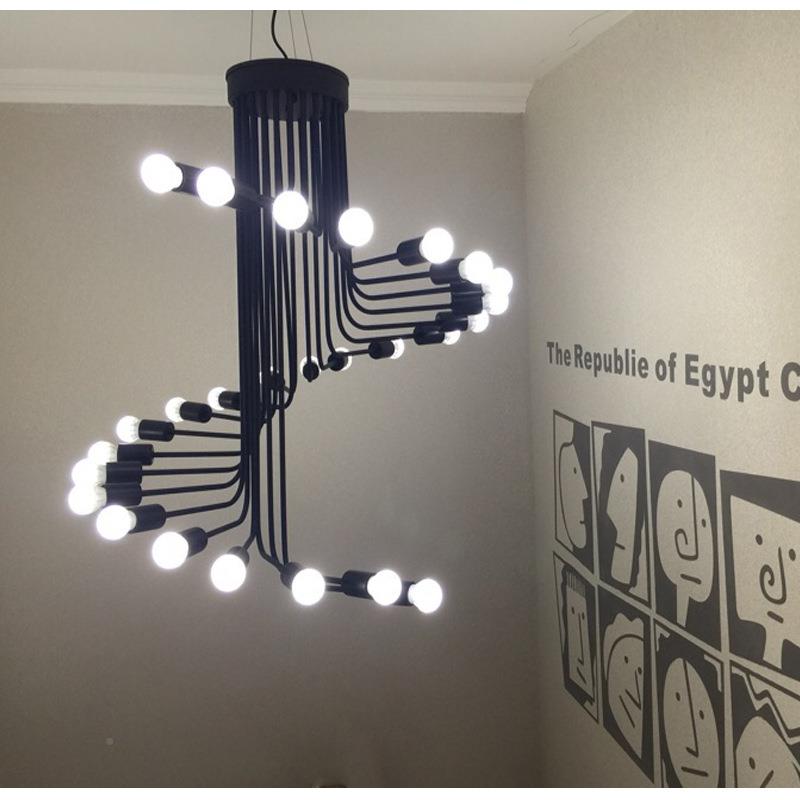 北欧梯简约lof厅t工业风复古创餐客厅咖啡厅酒吧个意性螺旋楼吊灯