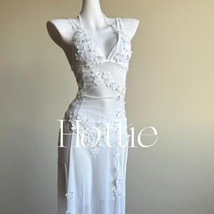 纯欲微透沙滩度假长裙bikini性感泳衣罩裙海岛度假 月光协奏曲