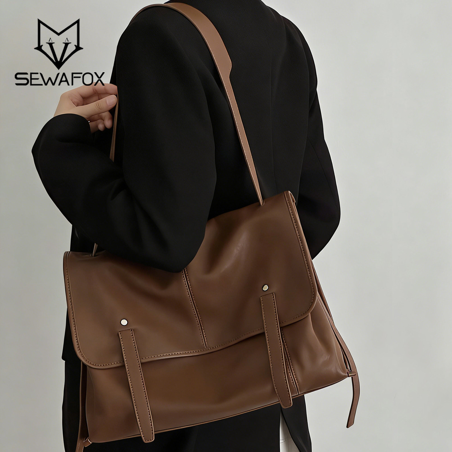 大容量简约百搭托特包女单肩斜挎邮差包软包通勤腋下包Hobo松弛感