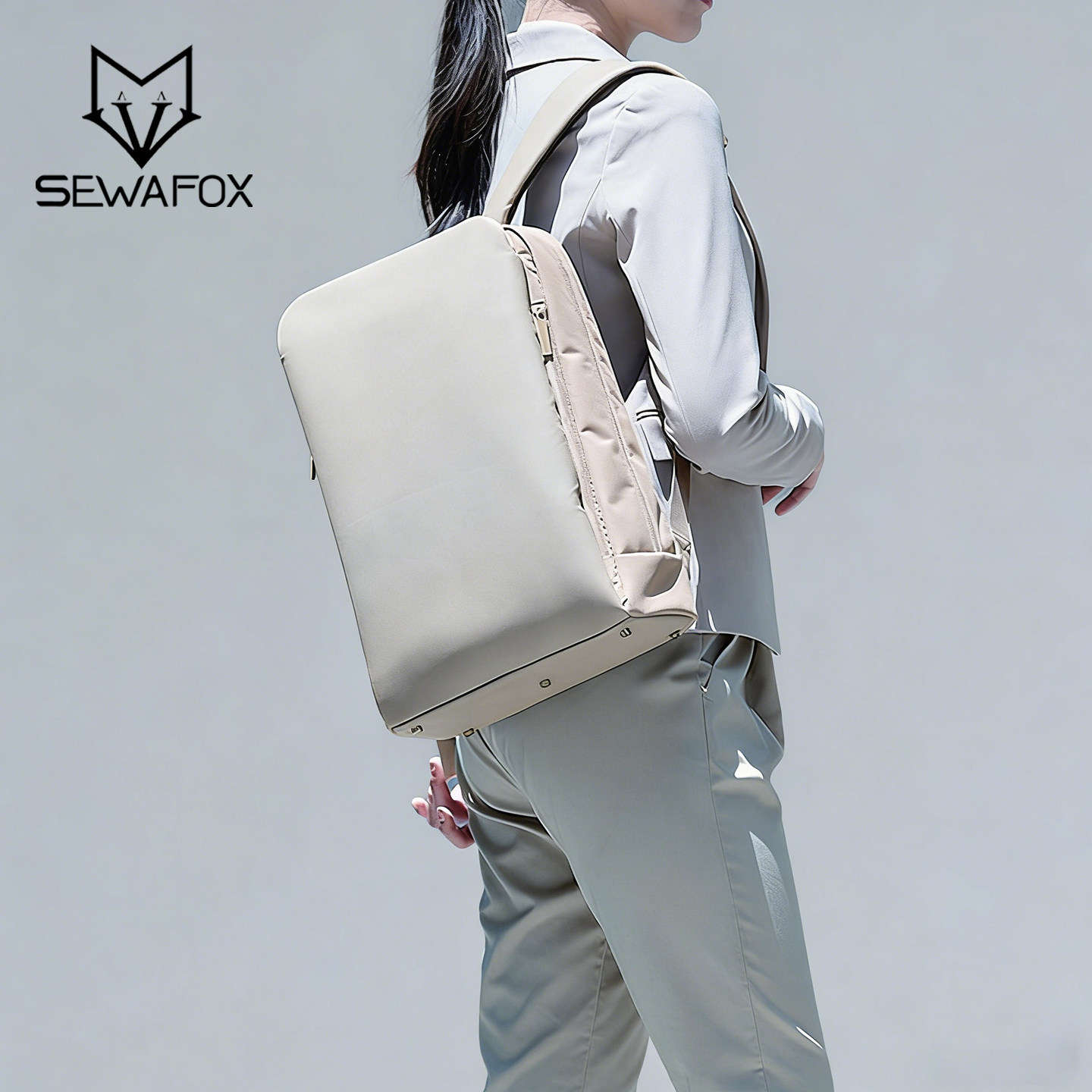 商务通勤双肩包女2026新款多功能背包女大学生书包简约电脑包男生