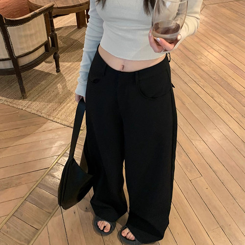 高腰百搭TQRY长裤显瘦休闲阔腿裤