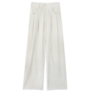 白色裤子女秋冬季2023新款针织加绒雪尼尔阔腿裤灯芯绒休闲西装裤