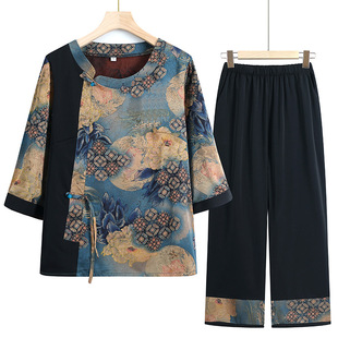 母亲节衣服套装洋气送妈妈奶奶婆婆丈母娘生日礼品中老年人夏季