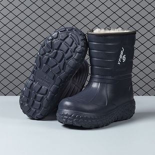 冬季新款防水高筒加绒雨鞋eva轻便防滑厨房农田洗车工作靴跳雪鞋