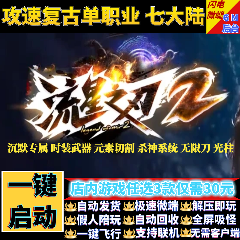 传奇单机电脑版流星之刃二单职业沉默专属假人GM后台微端联网联机
