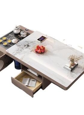 岩板客厅夫功茶几茶台茶一体式沙泡发741升降多功能型家用小户电