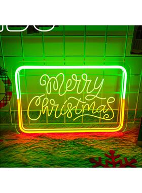 诞节虹灯M圣erryChr户istmas节日装饰灯字母霓造型HIN灯外活动