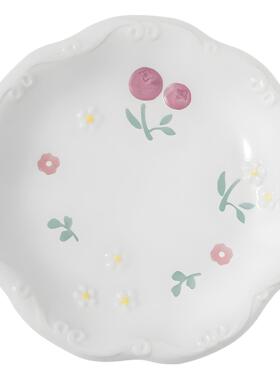 简Z1204圆约饭店碗盘3件套清萌趣陶瓷碗碟套装勺釉下彩盘子新餐具