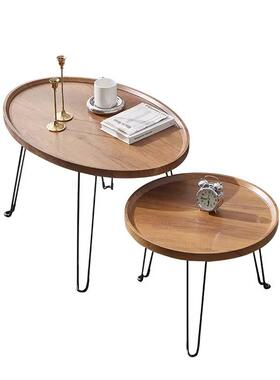 严客选厂折叠北欧29024民宿边几桌简易圆形小桌子用厅工小户家型