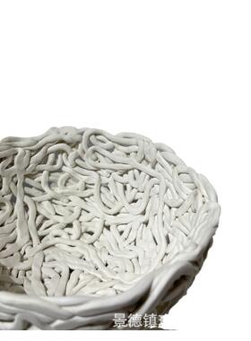 JBJ纯手面工异形陶瓷艺拼术果盘软装摆、桌手工白色接创意家居件