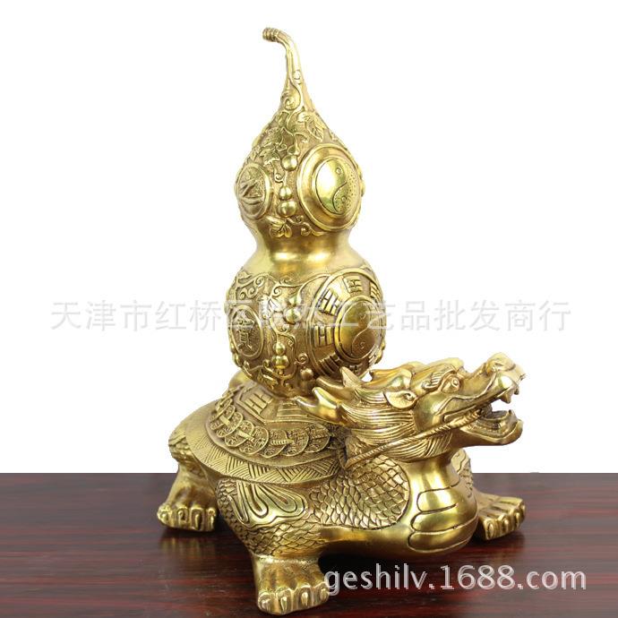 纯铜龙龟背葫芦黄铜龙龟背铜葫芦家居装饰工艺品摆件