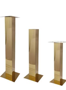 新款婚庆道具路礼堂NTF婚礼酒店金色不锈钢婚餐桌引艺装饰花摆件