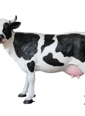 璃钢仿真大玻奶牛模型雕塑黄牛摆件品地园林落道具户外动物ABN小