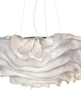 客计厅简吊灯现代约餐厅灯创意不锈钢铁白色喷涂艺布285罩设师灯