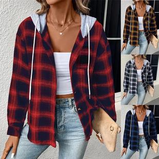 plaid female print clothing jackets commuter outdoor