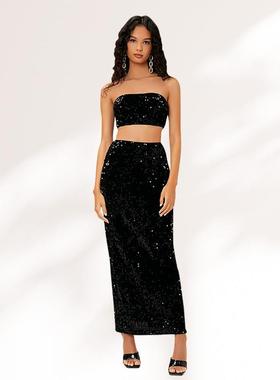 women suit two-piece mature light fashionable slit skirt