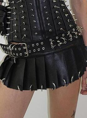 outfits rave ladies skirt sexy gothic slit side buckle