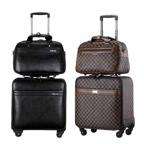 2PCS Suitcase Luggage Set Leather Flight Travel Bag Small 16