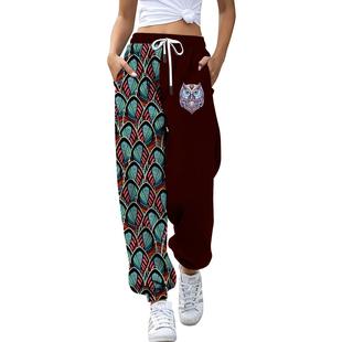 fashion joggers santa christmas women claus print pants
