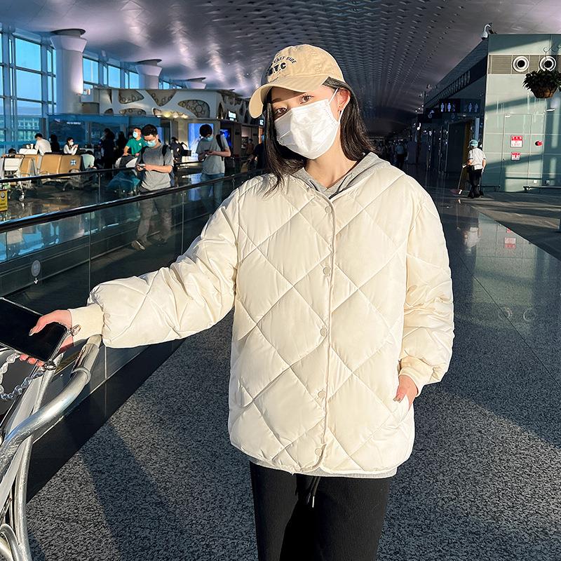 winter coat female women cotton padded jacket with check