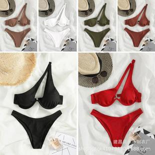 two womens piece swimsuit color Multicolor solid sexy