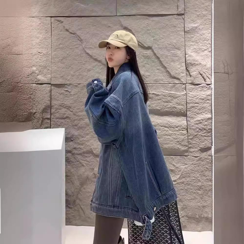 jacket blue gradient denim women spring long-sleeved Dark