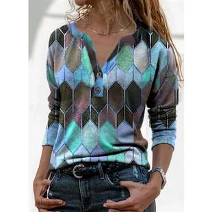 neck color long pullover sleeved Long contrast