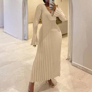 knitted slim casual for dress waist long neck women