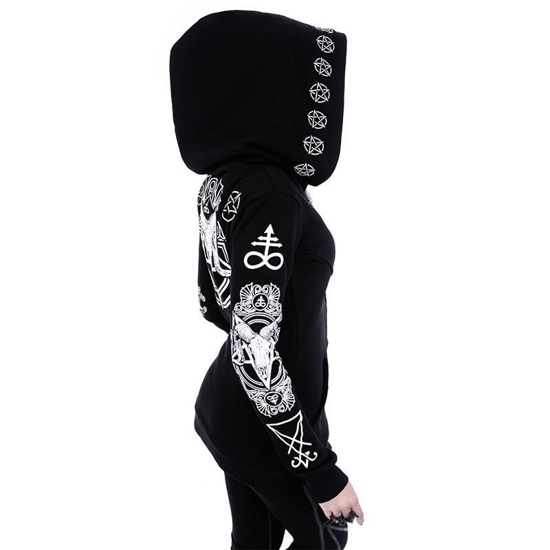 cyber winter sweatshirts zip clothes gothic hoodie women