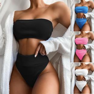 bikini two swimsuit color piece solid Swimsuit