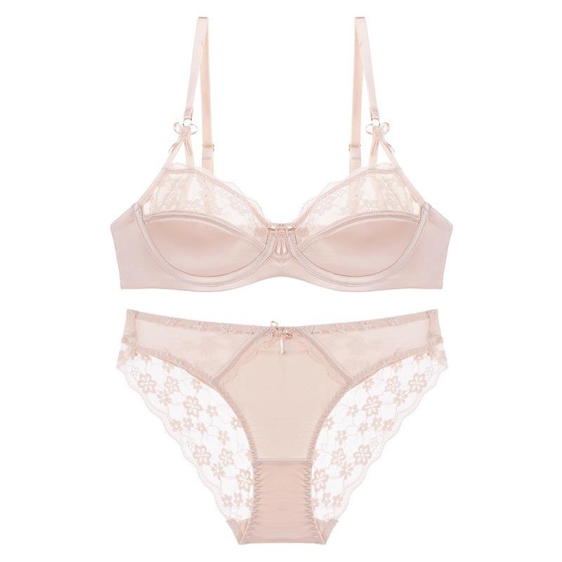 cotton large set lingerie anti-sagging red underwear glossy