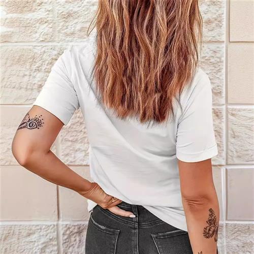 sleeve plus pleated heart clothing round cuffs T-shirt