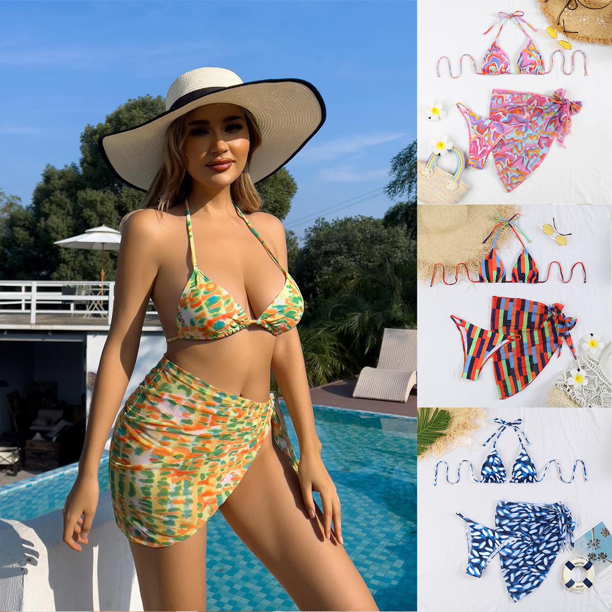 high waist solid halter bellyband leaf Swimsuit color neck