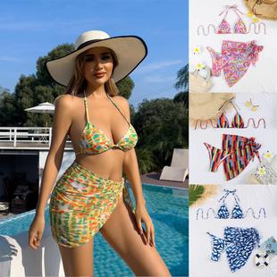 high waist solid halter bellyband leaf Swimsuit color neck