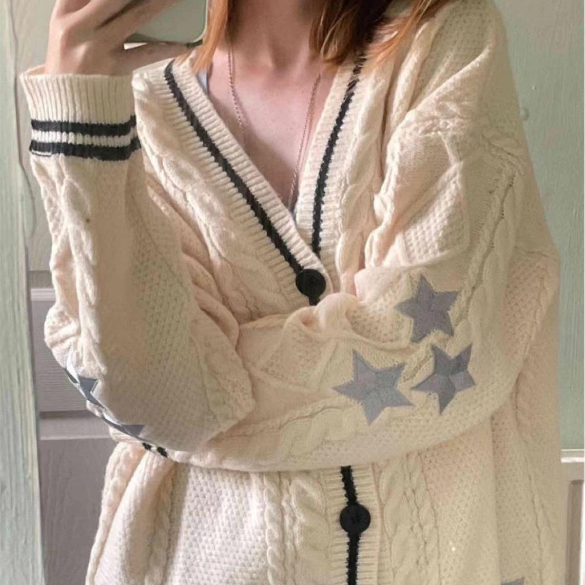 Solid color long-sleeved cardigan for women elegant