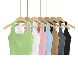 neck top fashionable Womens collar halter deep slim vest