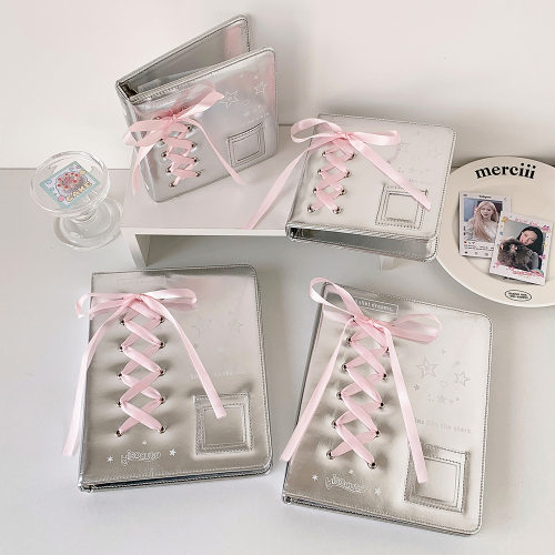 MINKYS PU Leather Silver A5 Kpop Photocards Collect Binder