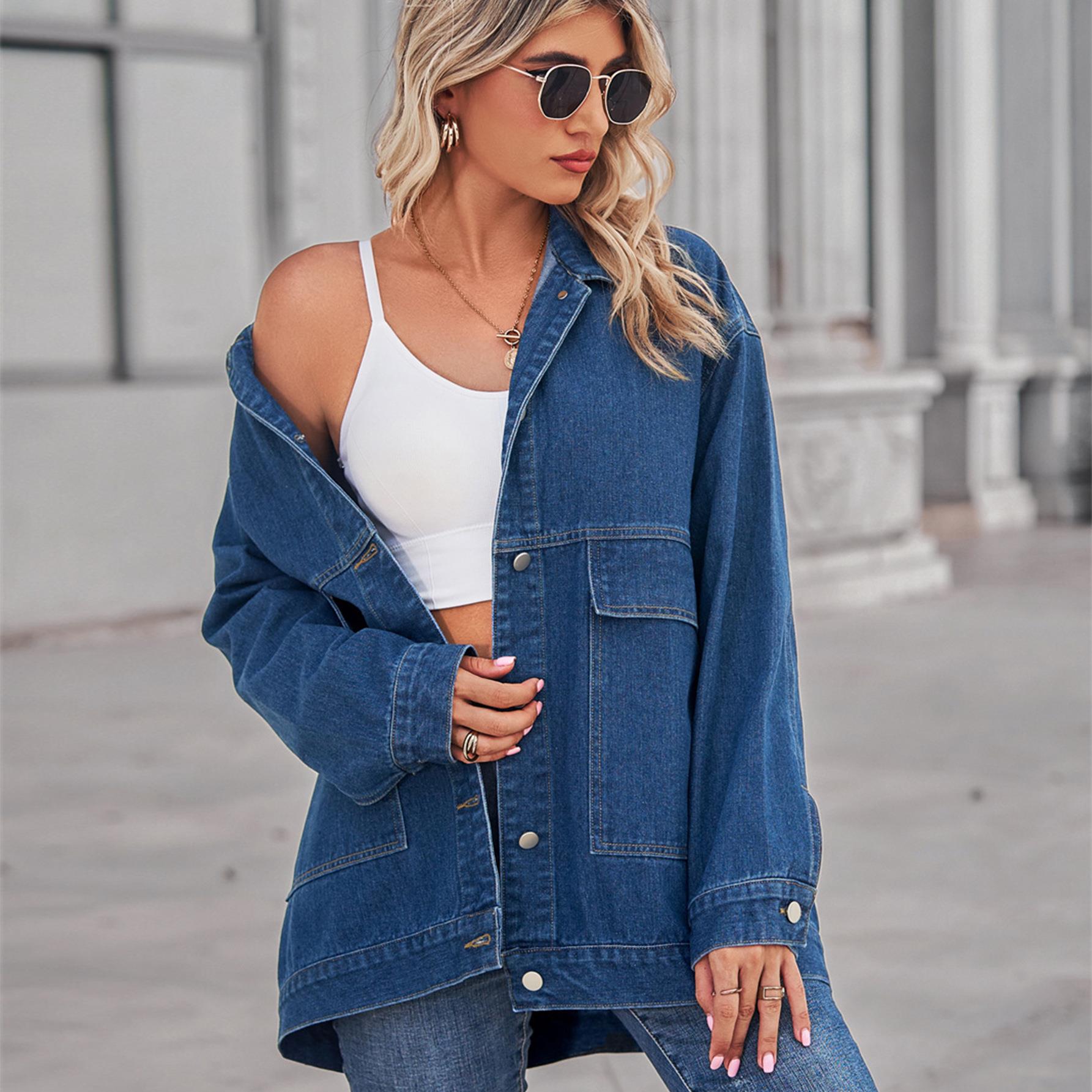 Versatile slim classic loose denim jacket tops for women