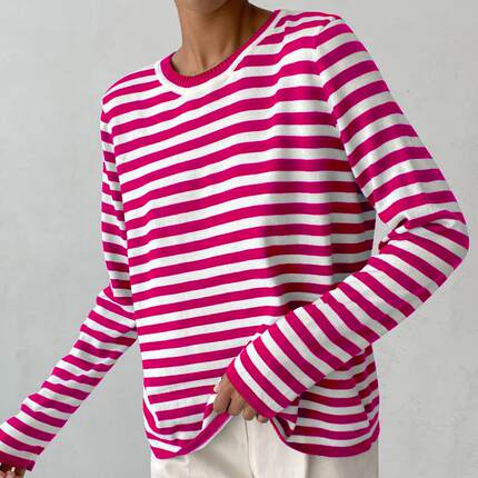 popular elegant stripe winter pullover womens outfit shirt