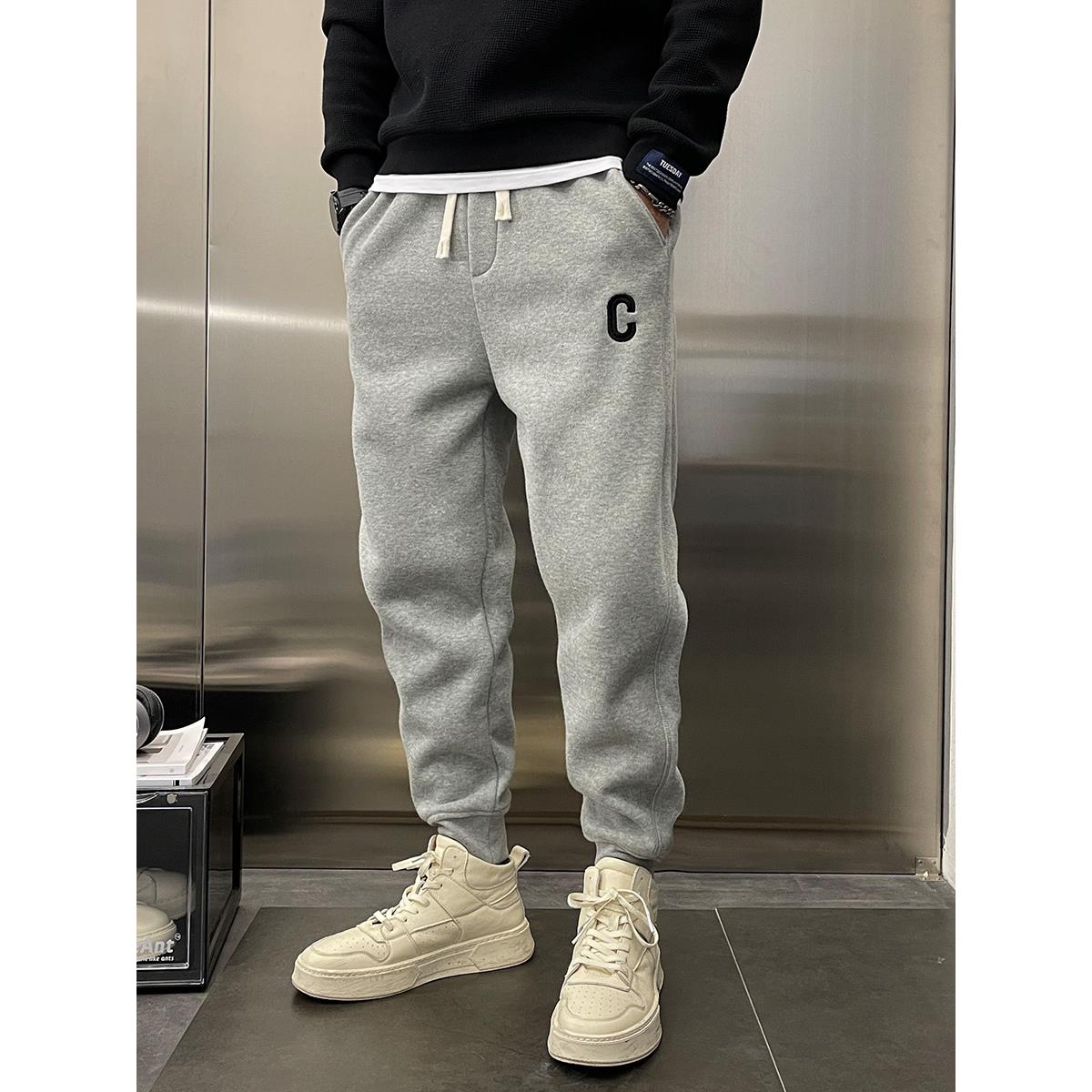 卫裤男潮牌夏季2024新款潮流宽松束脚刺绣运动裤子男痞帅休闲长裤