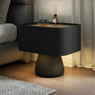 萨洛缇侘寂风床头柜意式极简卧室复古黑色床边收纳柜高级感置物柜