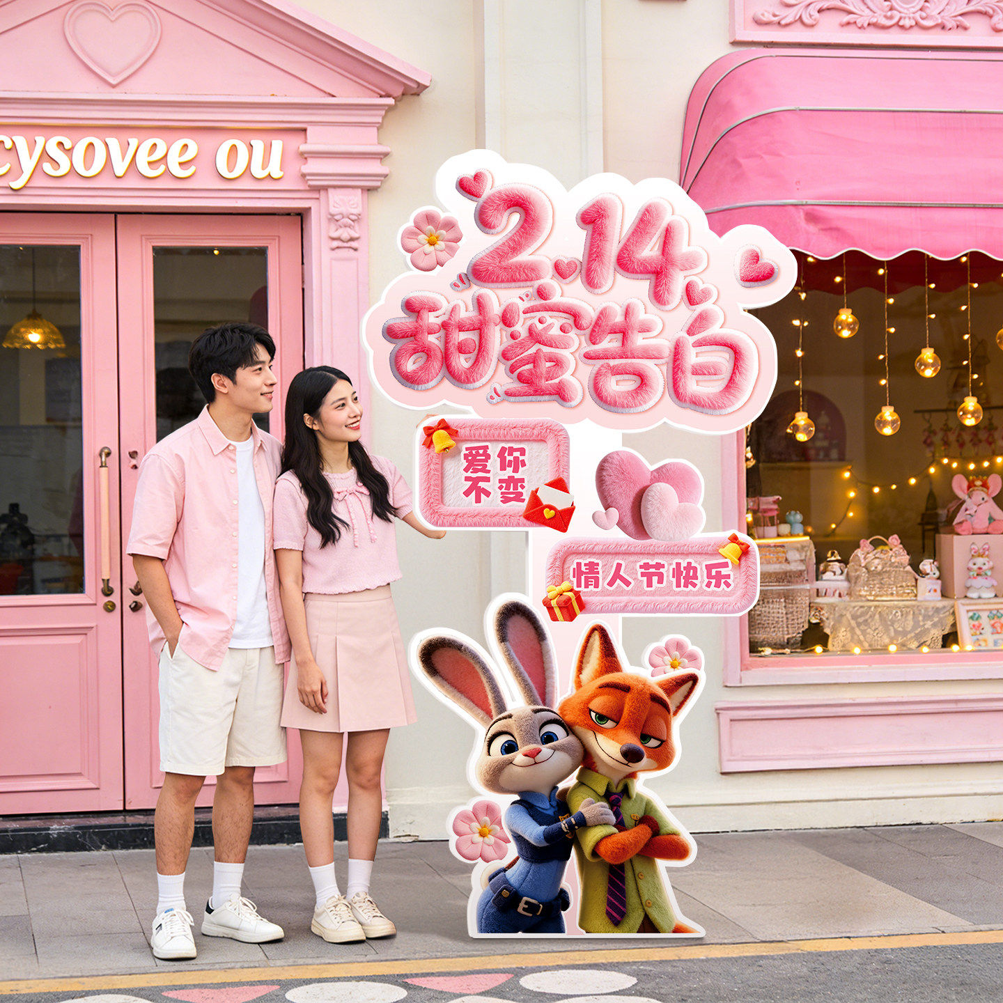 情人节装饰KT板迎宾立牌商场店铺氛围场景布置拍照打卡框美陈摆件,节庆用品/礼品,气球,淘宝优惠券,粉丝福利购,淘宝优惠卷