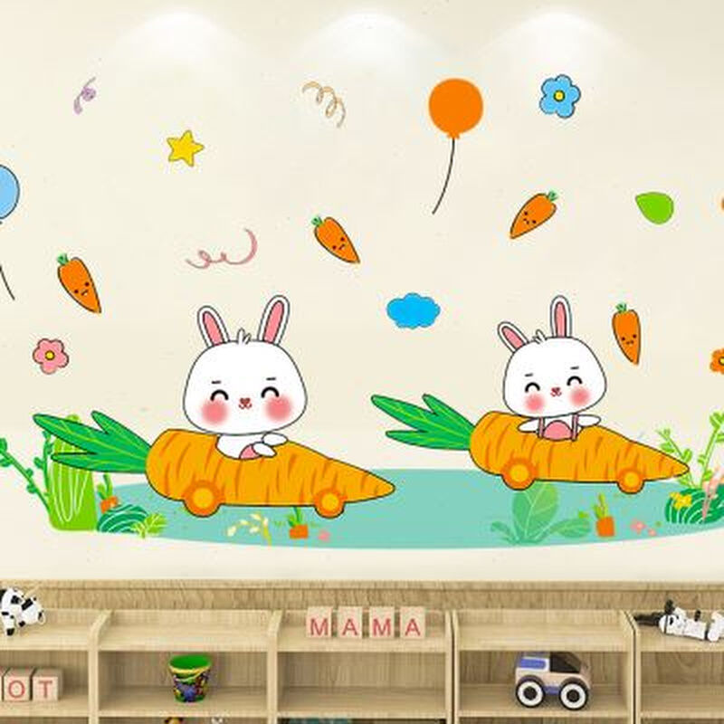 幼儿园环创卡通墙贴纸儿童房教室墙面装饰画贴画遮丑墙纸自粘墙贴图片